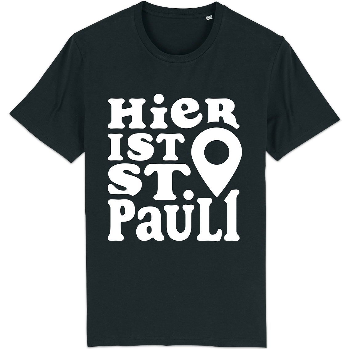Shirt "Here is St. Pauli" white on black